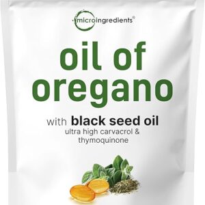 Micro Ingredients Oil of Oregano Softgels, 300 Count | 2 in 1 Formulated with Black Seed Oil, 4X Strength Carvacrol & Thymoquinone | Plant Based, Non-GMO, & Immune Support