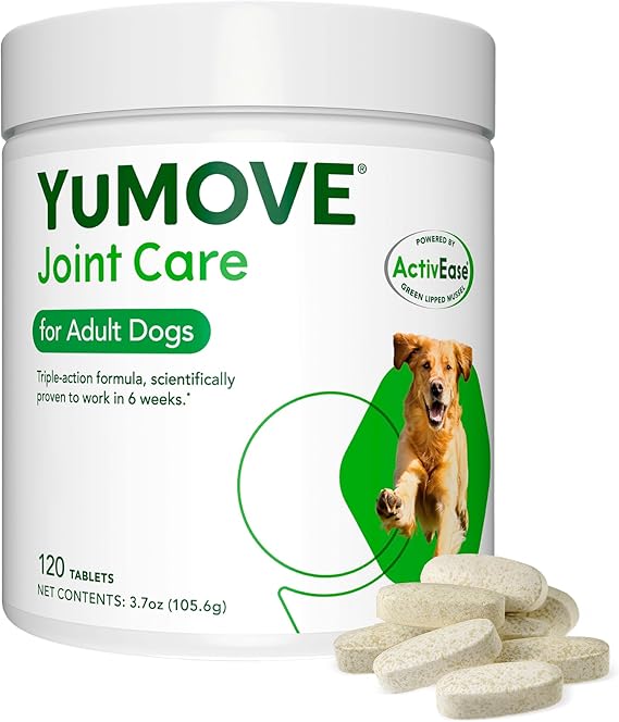YuMOVE Joint Supplement for Young and Active Dogs, Essential Dog Hip and Joint Aid with Glucosamine, Chondroitin & Green Lipped Mussel, for Dogs Aged up to 5 Years, 60 Tablets